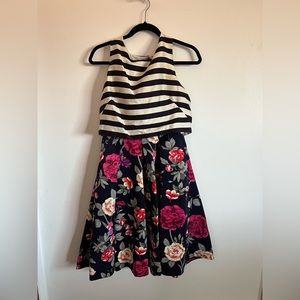 Anthropologie Moulinette Soeurs Dress Striped Sleeveless Top Floral Skirt